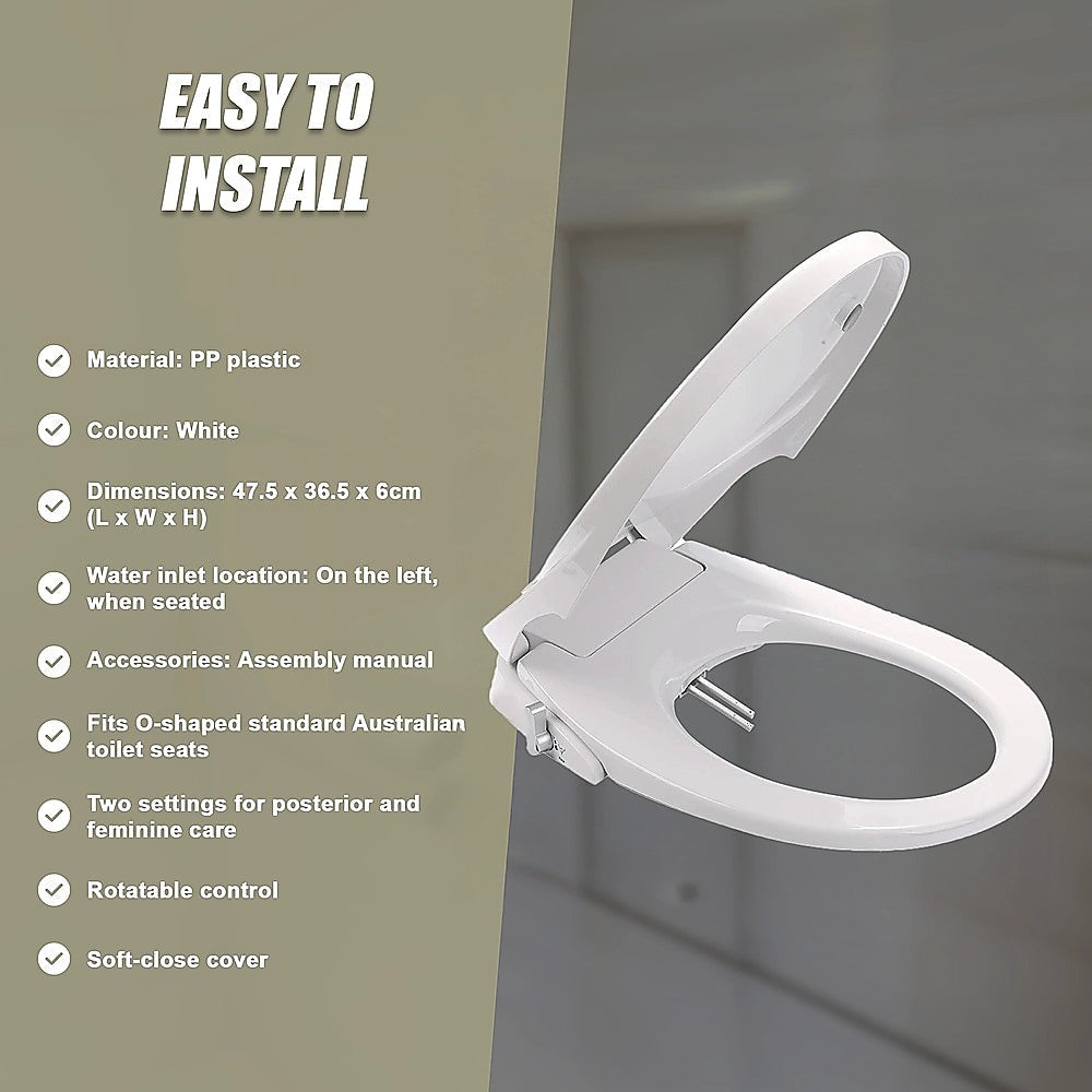 Non Electric Bidet Toilet Seat W/ Cover Bathroom Spray Water Wash 10