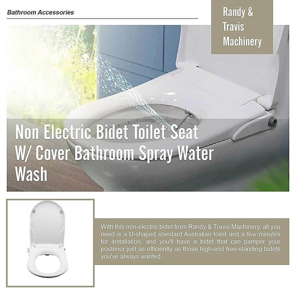 Non Electric Bidet Toilet Seat W/ Cover Bathroom Spray Water Wash 9