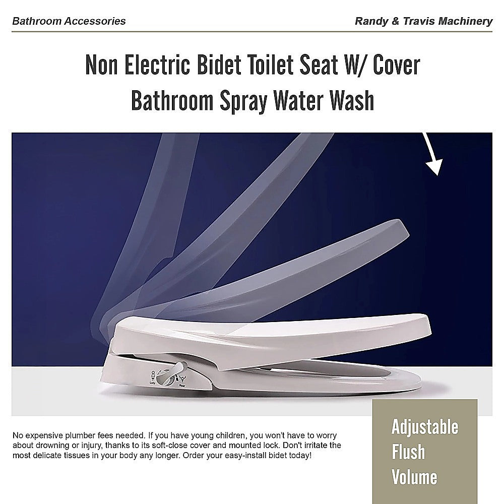 Non Electric Bidet Toilet Seat W/ Cover Bathroom Spray Water Wash 10