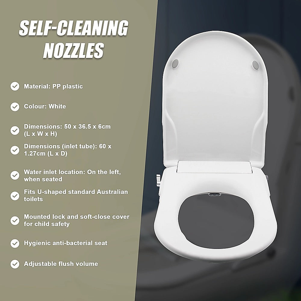 Non Electric Bidet Toilet Seat W/ Cover Bathroom Spray Water Wash 11