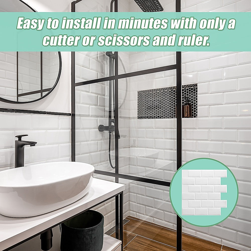 Tiles 3D Peel and Stick Wall Tile Subway White (30 x 30cm x 10 sheets) 5