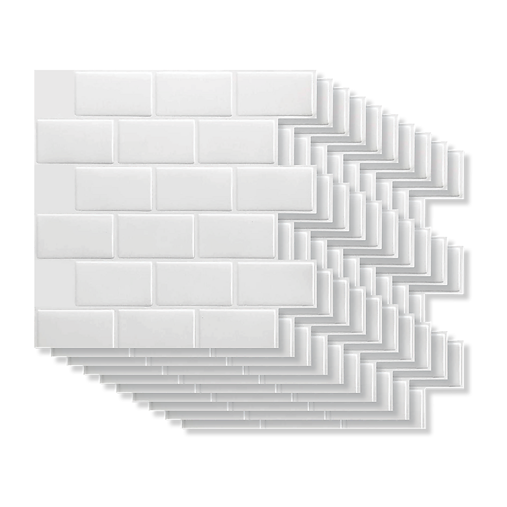 Tiles 3D Peel and Stick Wall Tile Subway White (30 x 30cm x 10 sheets) 9