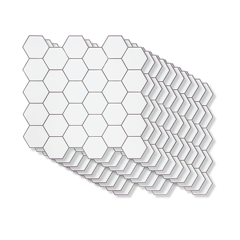 Tiles 3D Peel and Stick Wall Tile Hexagon White (30cm x 30cm x 10 sheets) 4