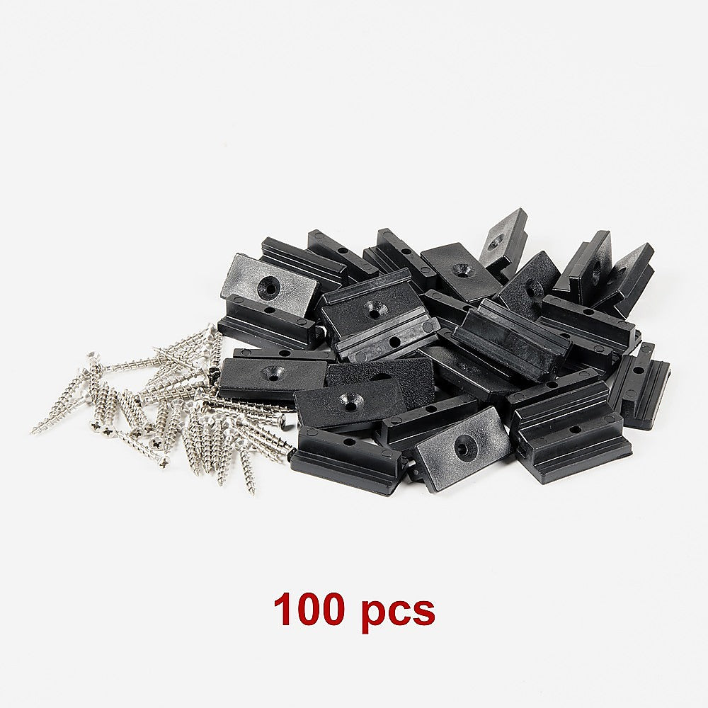 100 Composite Decking Hidden Fixing Fasteners Plastic T Clips & Screws 11