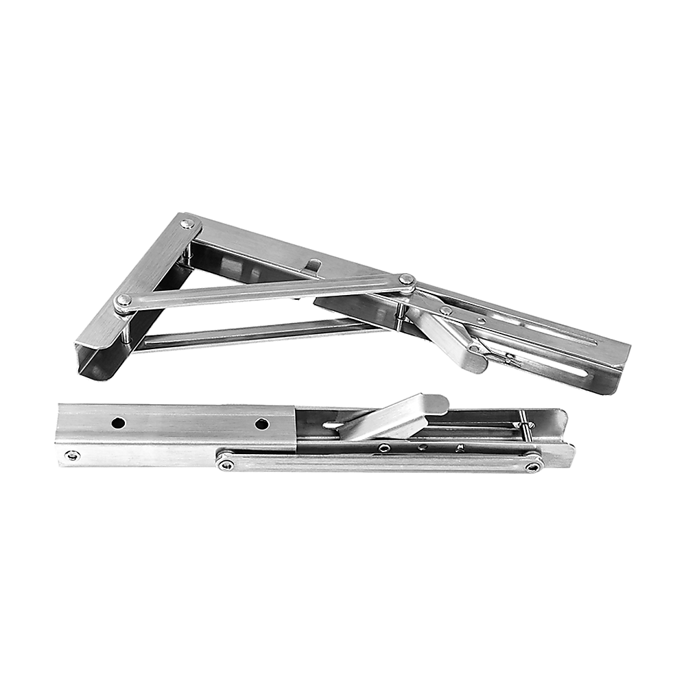 2x 10" Stainless Steel Folding Table Bracket Shelf Bench 50kg Load Heavy Duty 4