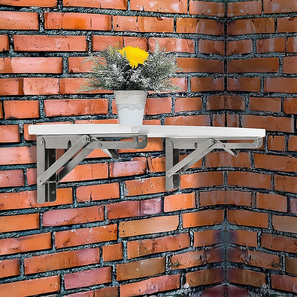 2x 20" Stainless Steel Folding Table Bracket Shelf Bench 50kg Load Heavy Duty 6