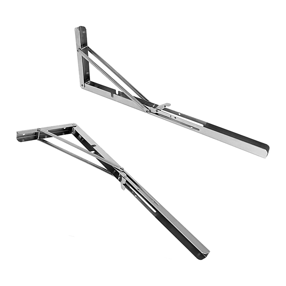 2x 20" Stainless Steel Folding Table Bracket Shelf Bench 50kg Load Heavy Duty 5