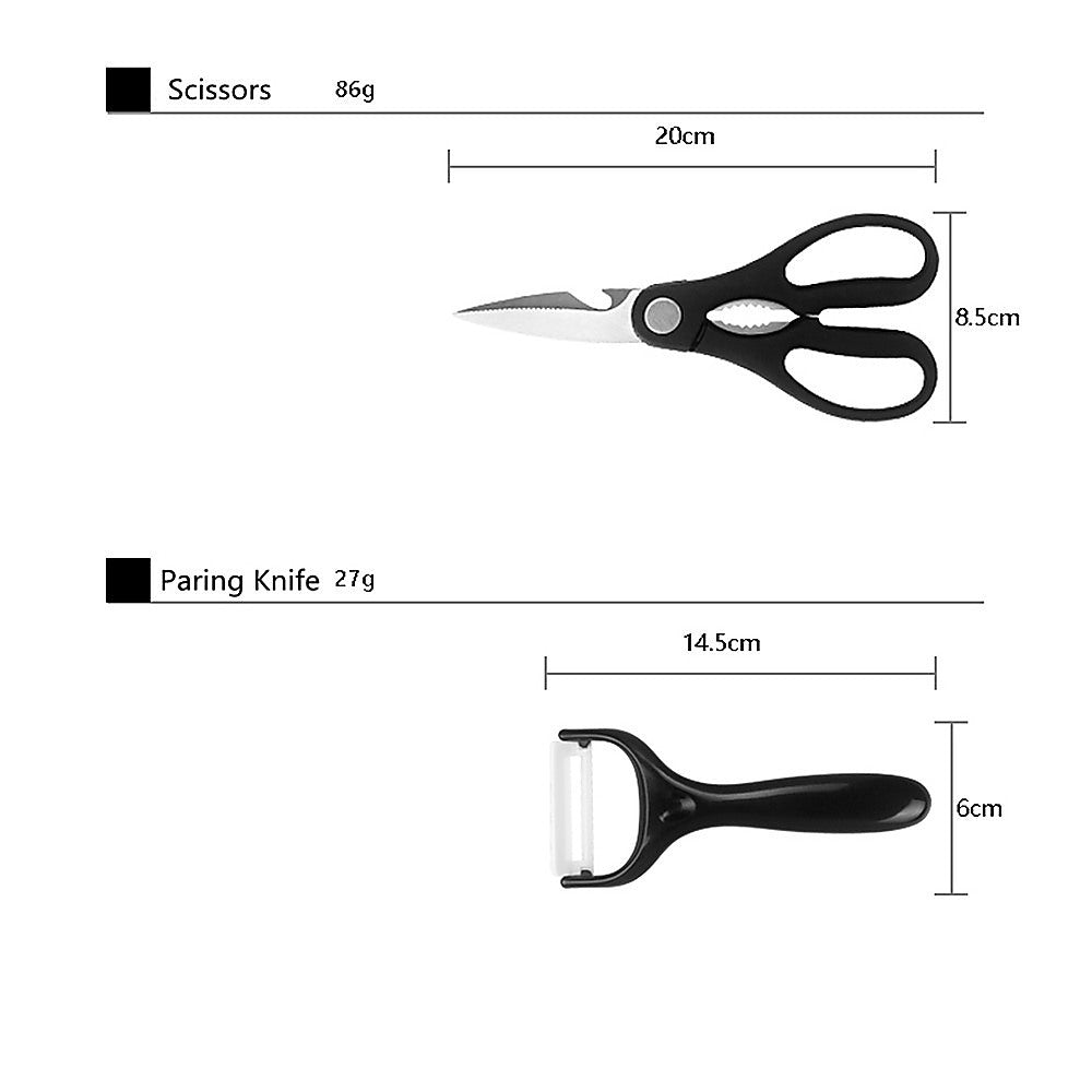 Kitchen 17 Pc Knife Set w/ Block & Sharpener Chef Bread Steak Knives 15