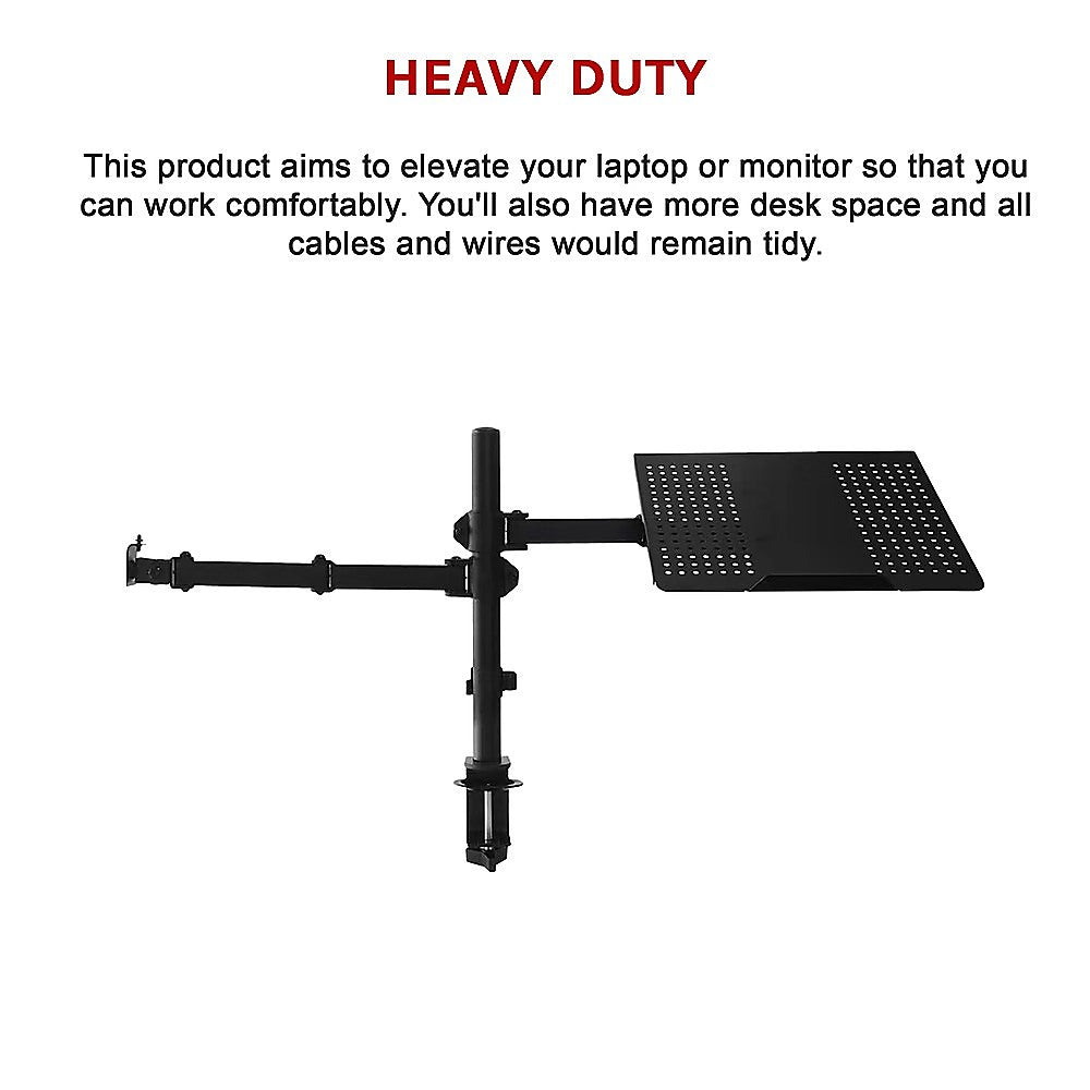 Monitor Mount & Laptop and Tablet Shelf Stands Holders Adjustable Workspace Arm 9