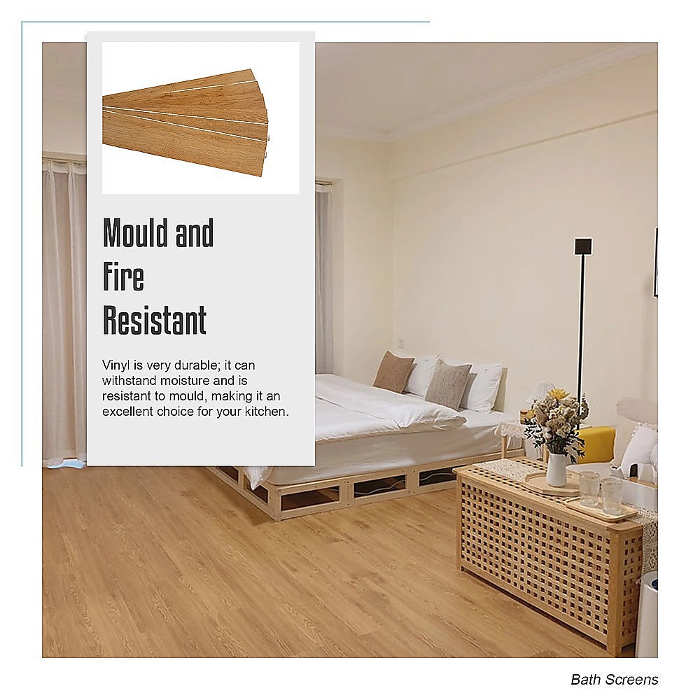 Vinyl Floor Tiles Self Adhesive Flooring Oak Wood Grain 16 Pack 2.3SQM 10