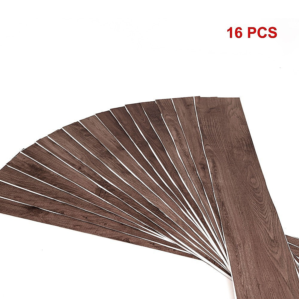 Vinyl Floor Tiles Self Adhesive Flooring Black Walnut Wood Grain 16 Pack 2.3SQM 4