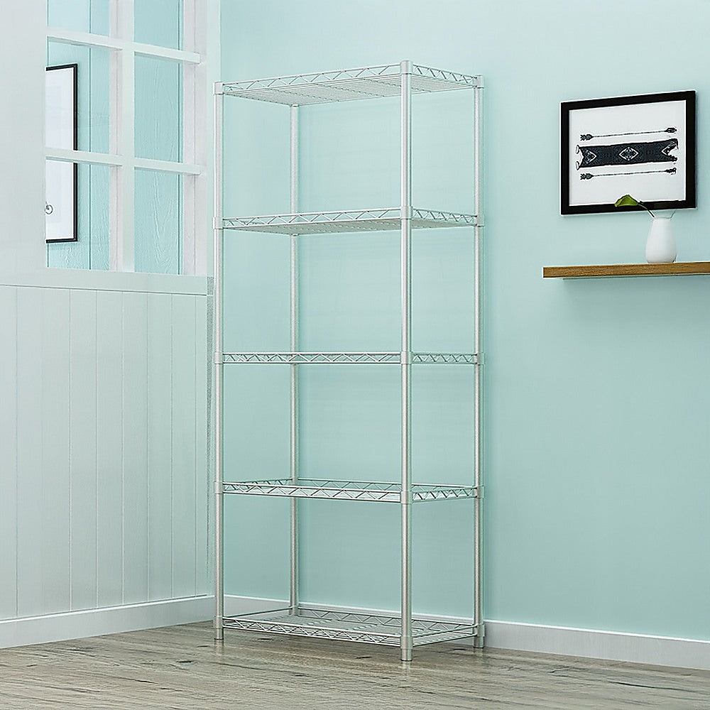 5 Tier Silver Metal Storage Rack Shelving Wire Shelf 8