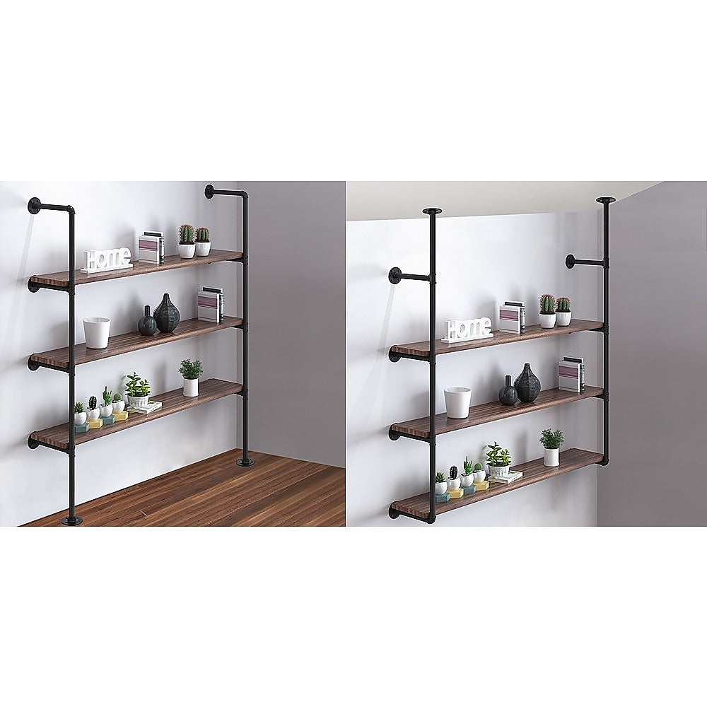 Wall Shelves Display Bookshelf Industrial DIY Pipe Shelf Rustic Brackets 3