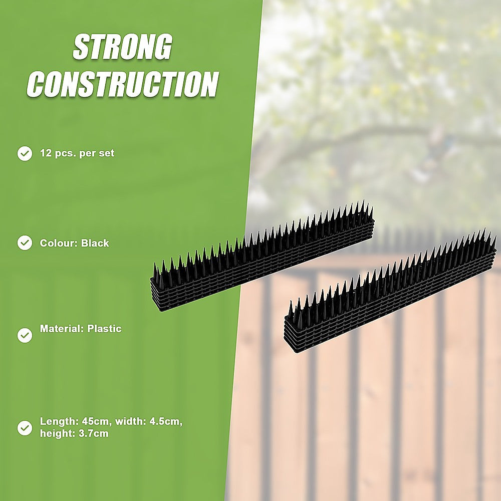 12pc Bird Spikes Human Cat Possum Mouse Pest Control Spiked Fence Wall Deterrent 11