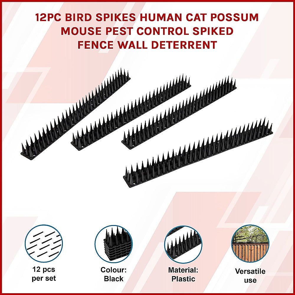 12pc Bird Spikes Human Cat Possum Mouse Pest Control Spiked Fence Wall Deterrent 3