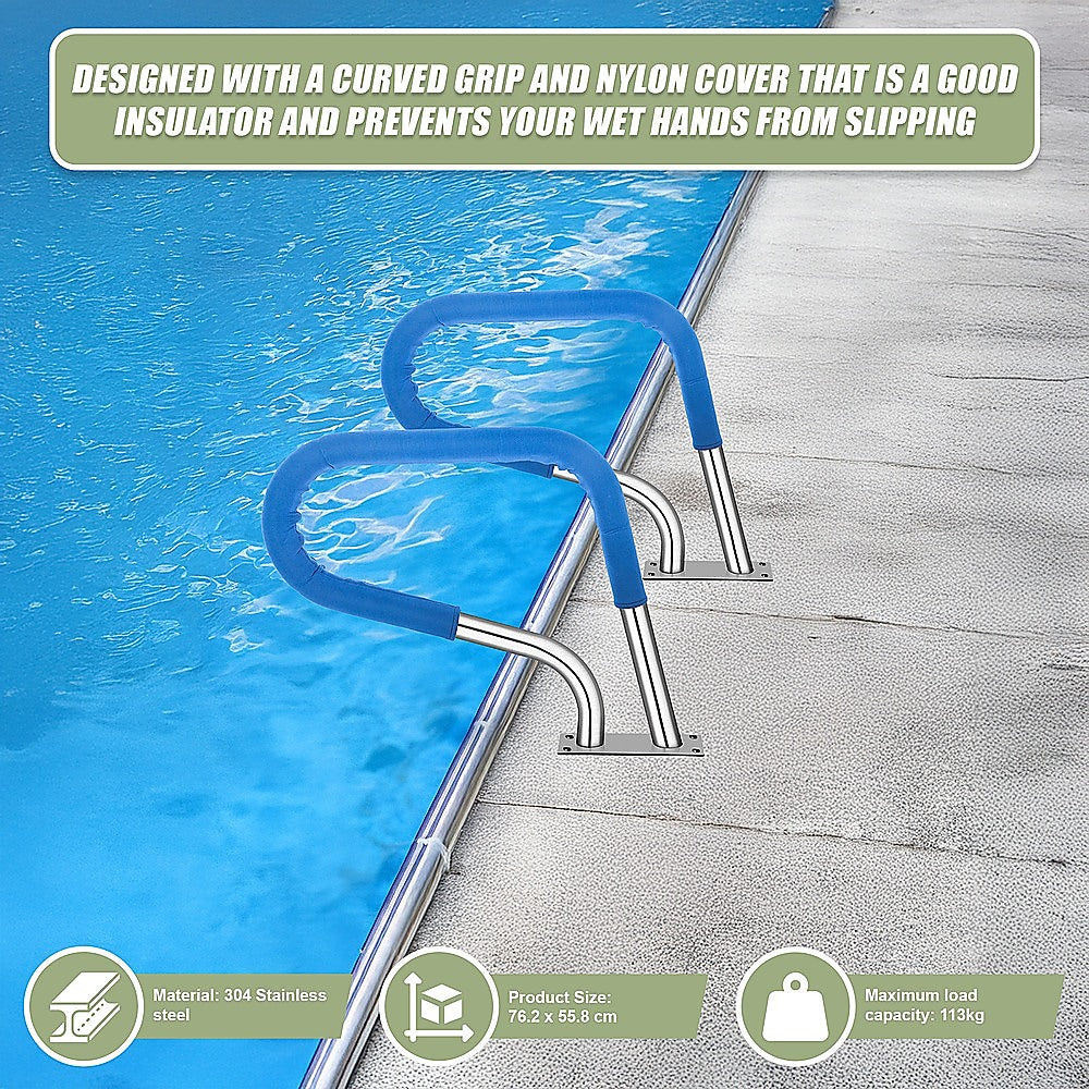 Swimming Pool Hand Rail Step Grab Rail 76.2x55.8cm with Drill Bit 10
