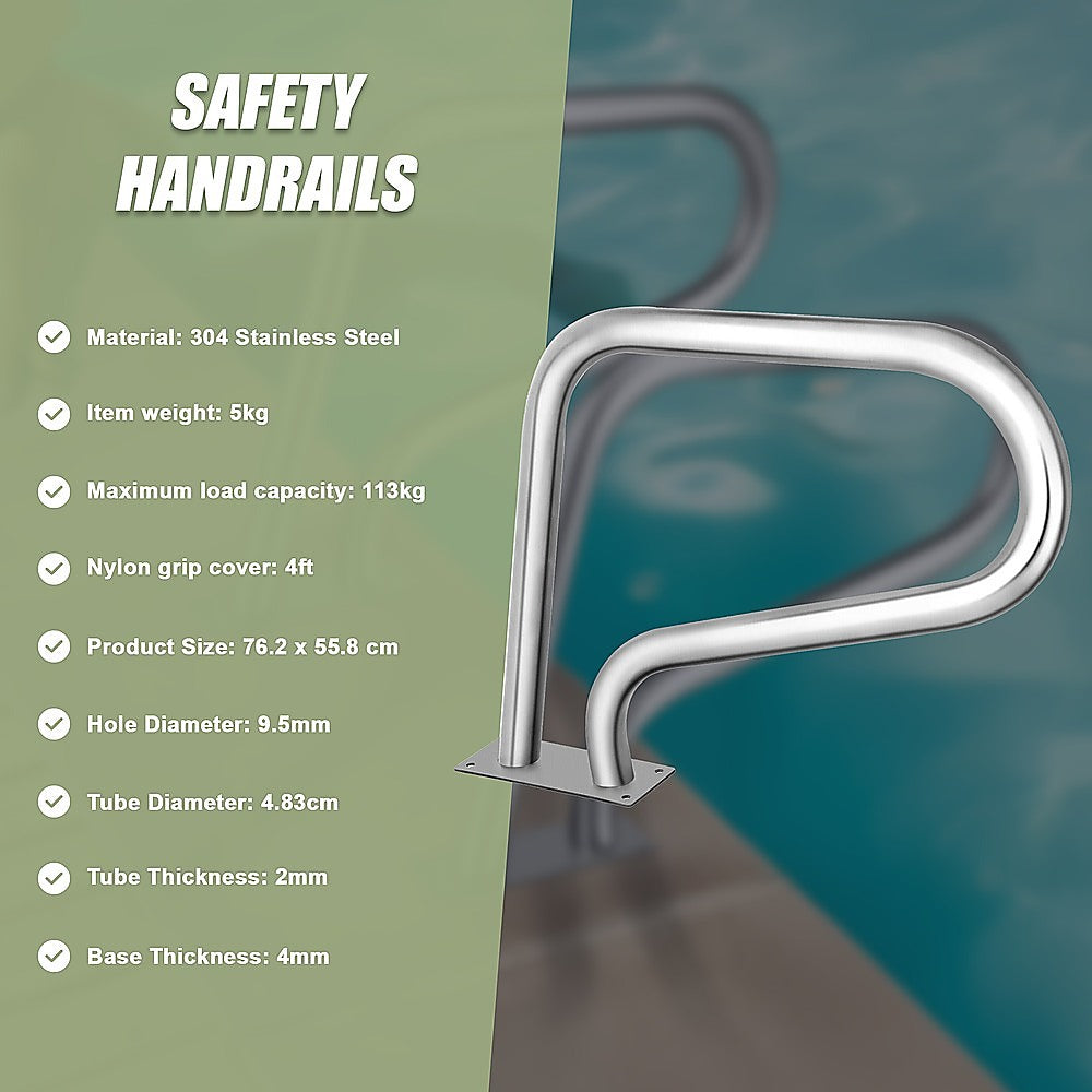 Swimming Pool Hand Rail Step Grab Rail 76.2x55.8cm with Drill Bit 11