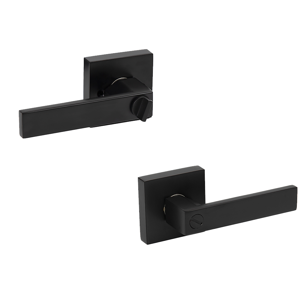 Door Handle Set Lever Privacy Function Square Black 7