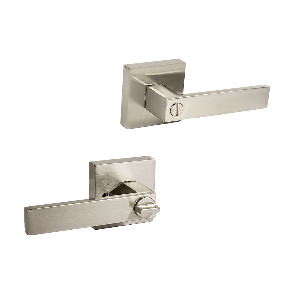 Door Handle Set Lever Privacy Function Square Satin Nickel 6