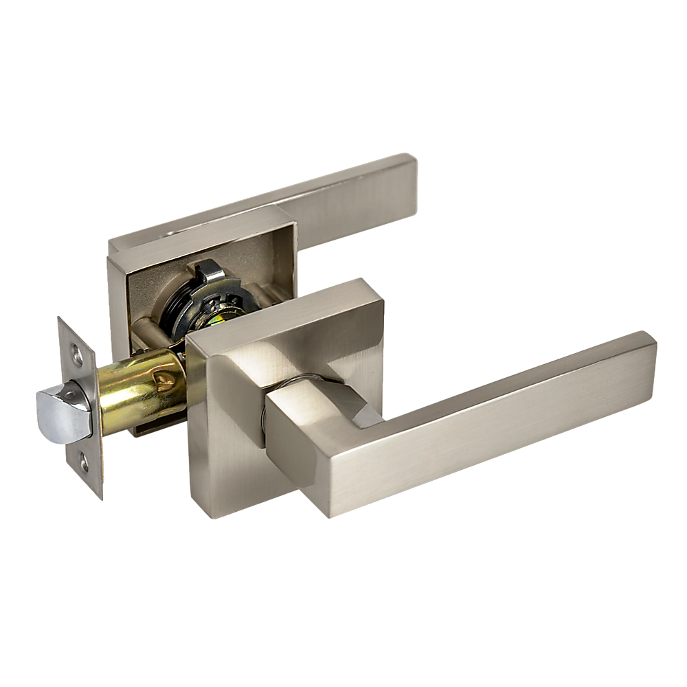 Door Handle Set Lever Passage Function Square Satin Nickel 5