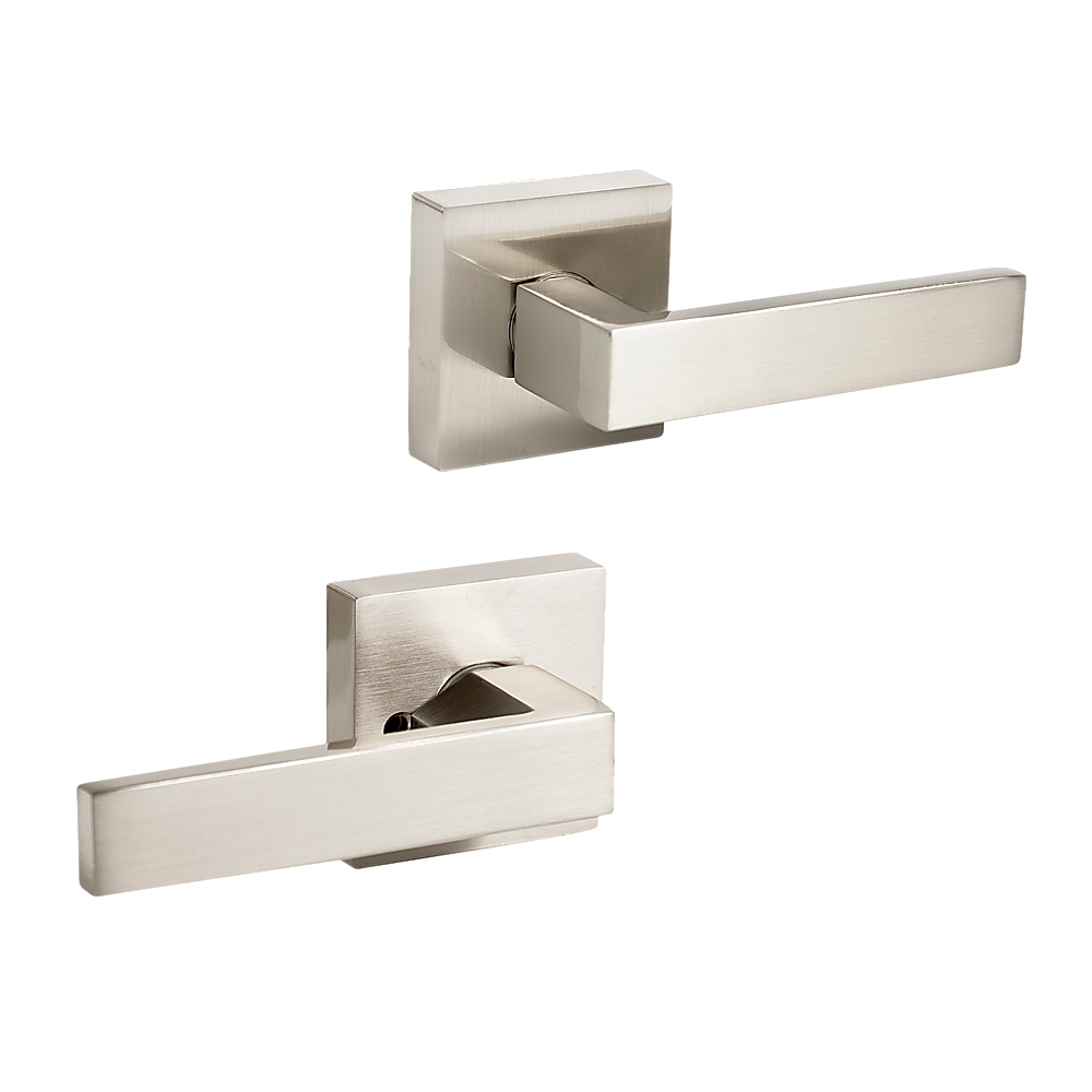 Door Handle Set Lever Passage Function Square Satin Nickel 7