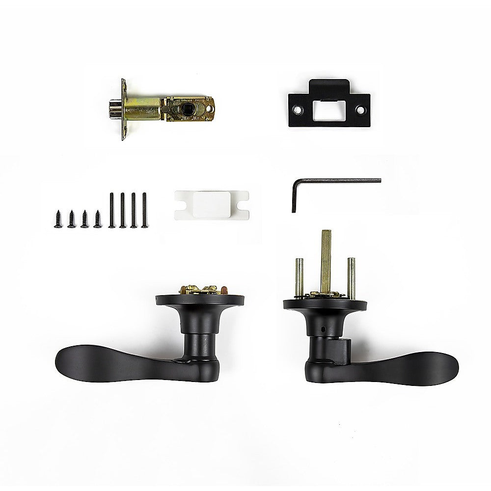 Door Handle Set Lever Privacy Function Black 6