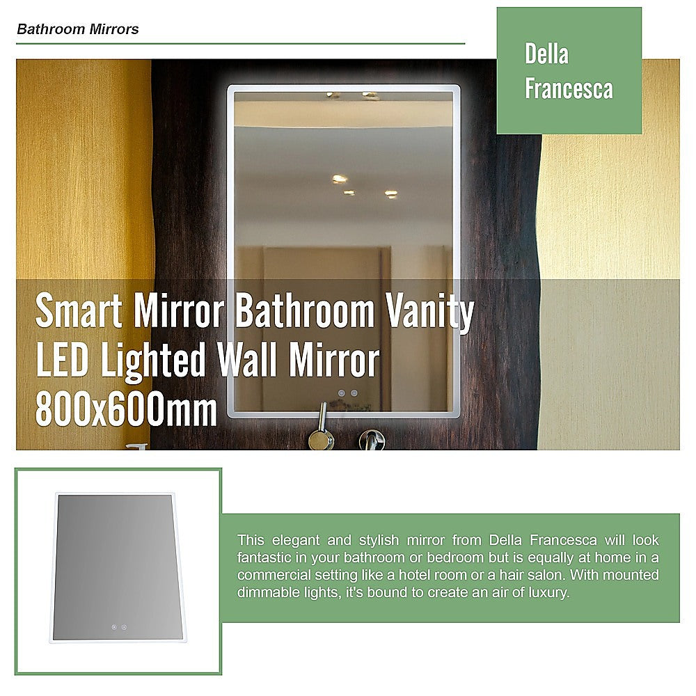 Smart Mirror Bathroom Vanity LED Lighted Wall Mirror 800x600mm 9