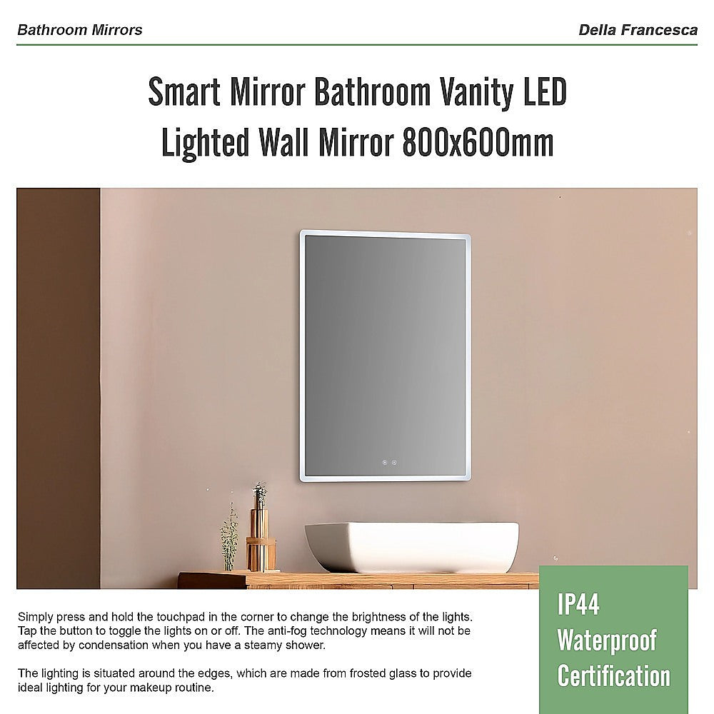 Smart Mirror Bathroom Vanity LED Lighted Wall Mirror 800x600mm 10