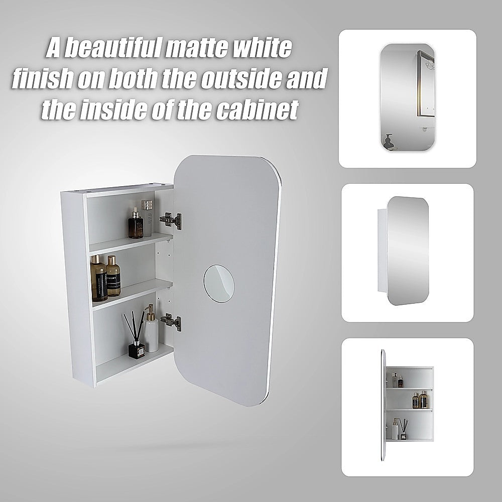 Rectangle Wall Hung Bathroom Mirror Shaving Cabinet Vanity Matte White 9