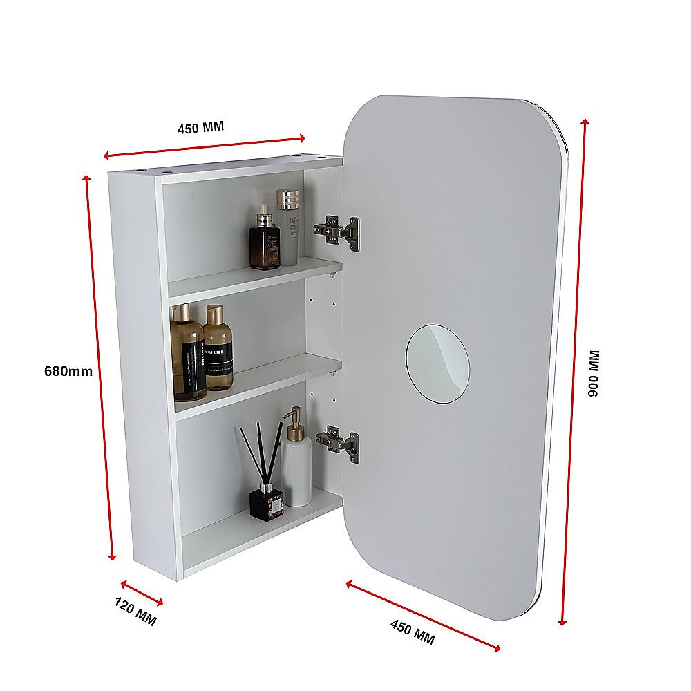 Rectangle Wall Hung Bathroom Mirror Shaving Cabinet Vanity Matte White 13