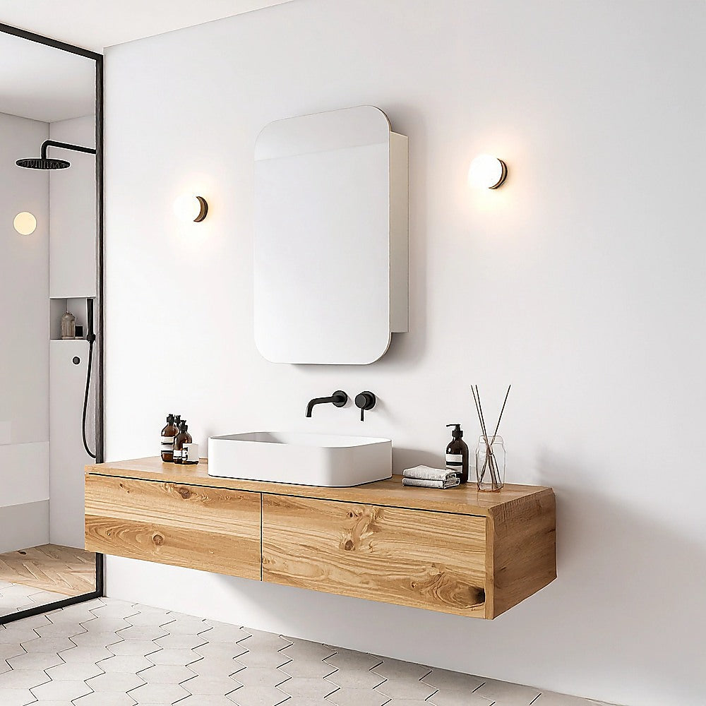 Rectangle Wall Hung Bathroom Mirror Shaving Cabinet Vanity Matte White 8