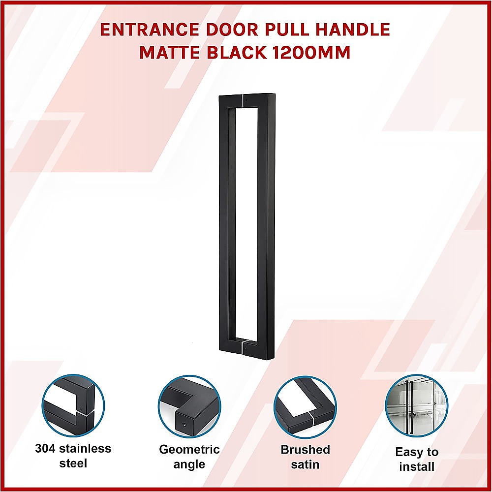 Entrance Door Pull Handle Matte Black 1200mm 3