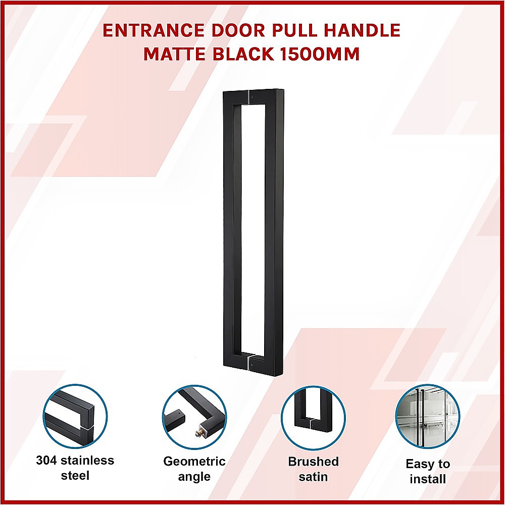 Entrance Door Pull Handle Matte Black 1500mm 3