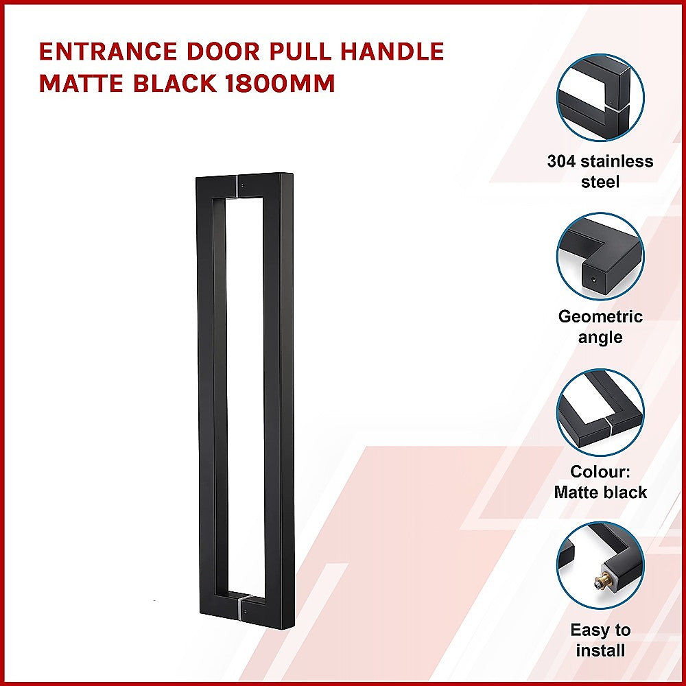 Entrance Door Pull Handle Matte Black 1800mm 3