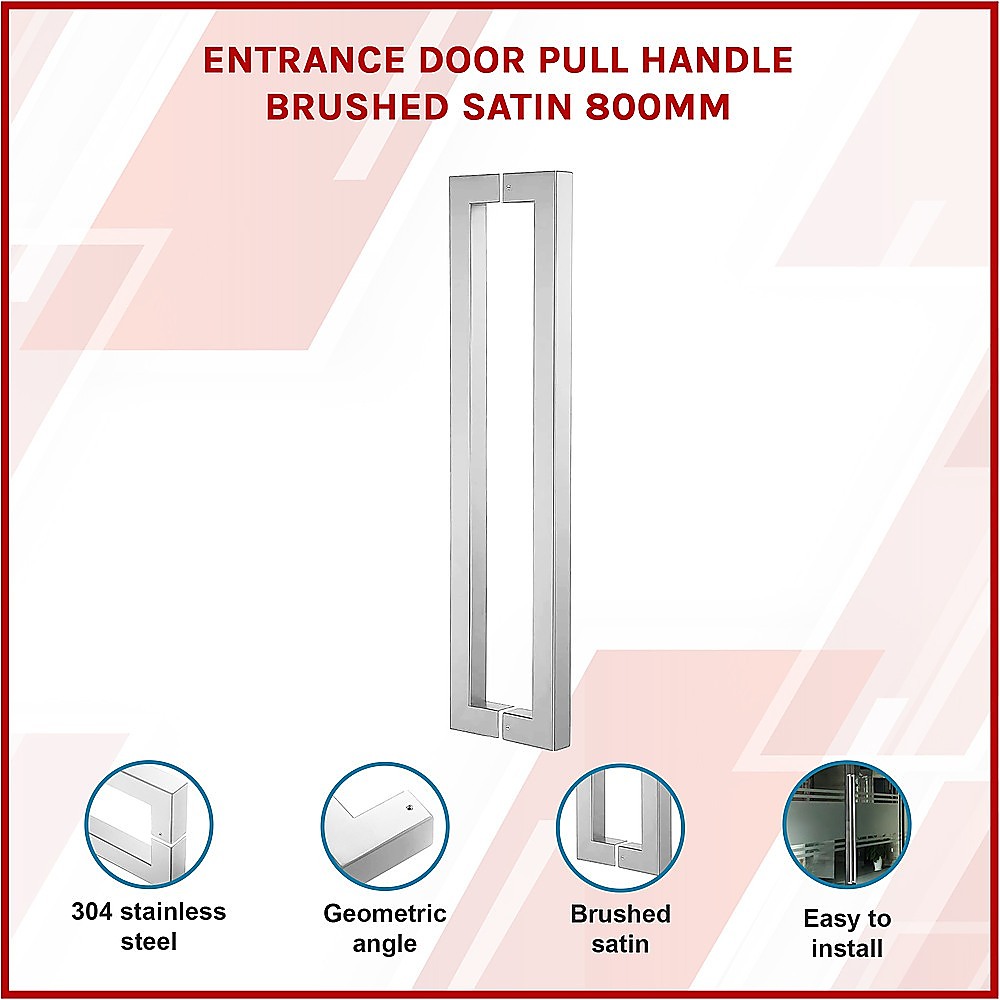 Entrance Door Pull Handle Brushed satin 800mm 3