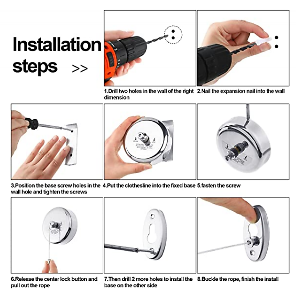 Stainless Steel Retractable Single Clothes Line Dryer Laundry Indoor Outdoor 5