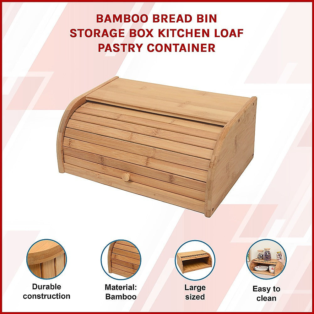 Bamboo Bread Bin Storage Box Kitchen Loaf Pastry Container 3
