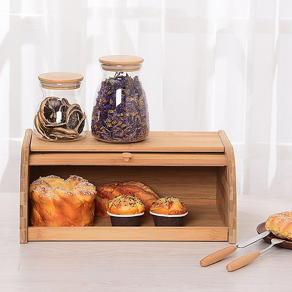 Bamboo Bread Bin Storage Box Kitchen Loaf Pastry Container 6