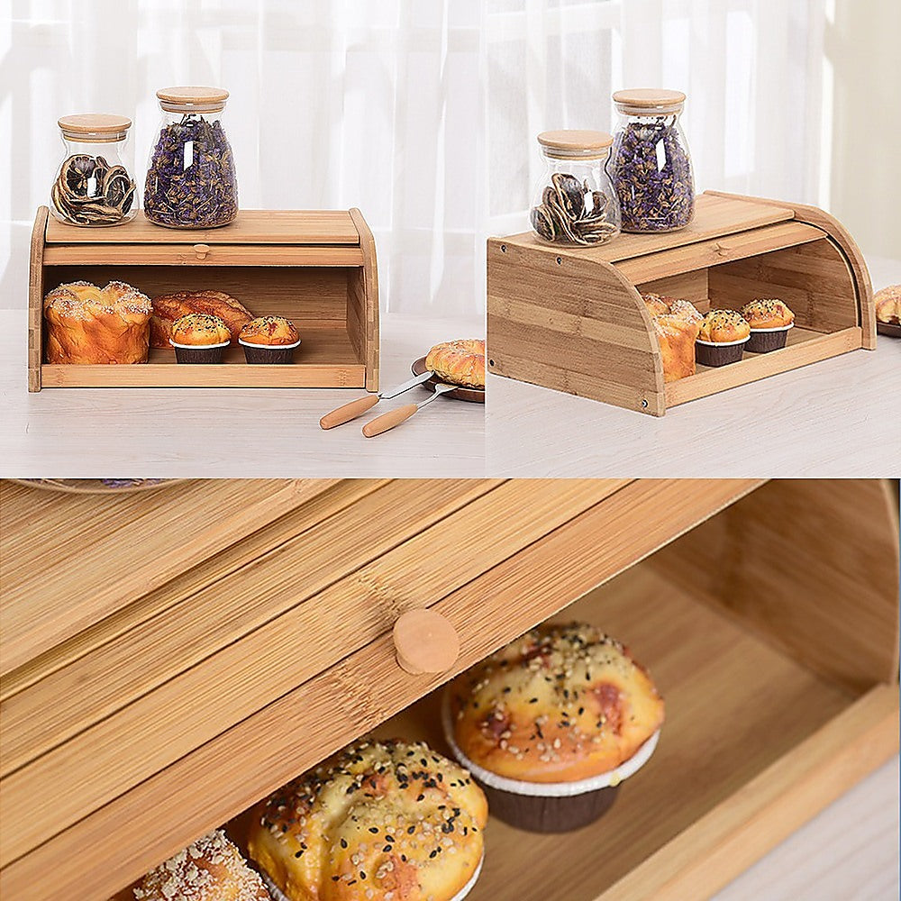 Bamboo Bread Bin Storage Box Kitchen Loaf Pastry Container 7