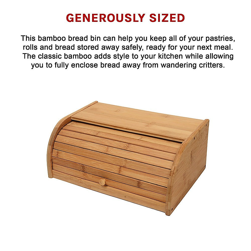 Bamboo Bread Bin Storage Box Kitchen Loaf Pastry Container 11