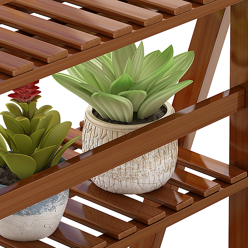 Plant Stand Outdoor Indoor Garden Wood Bamboo Shelf Folding 100CM Length 4