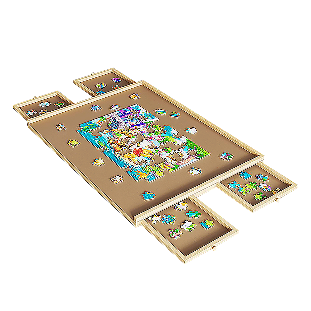 Wooden Jigsaw Puzzle Table Board Storage Table Tray Puzzle For Adult Kid 4