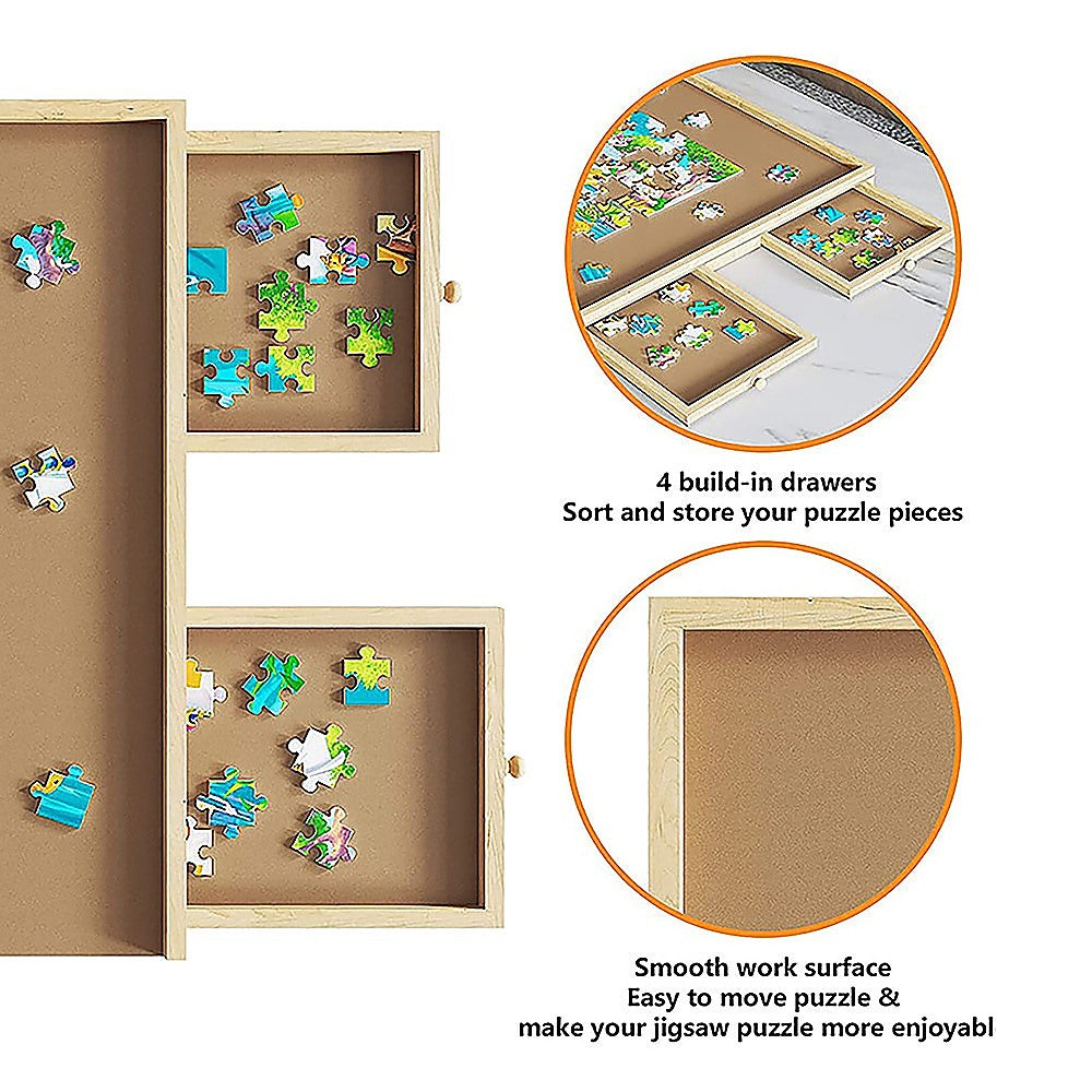 Wooden Jigsaw Puzzle Table Board Storage Table Tray Puzzle For Adult Kid 7