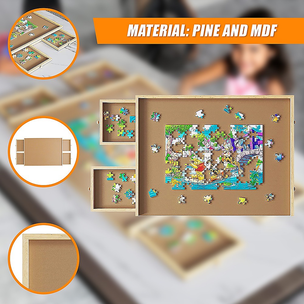 Wooden Jigsaw Puzzle Table Board Storage Table Tray Puzzle For Adult Kid 8