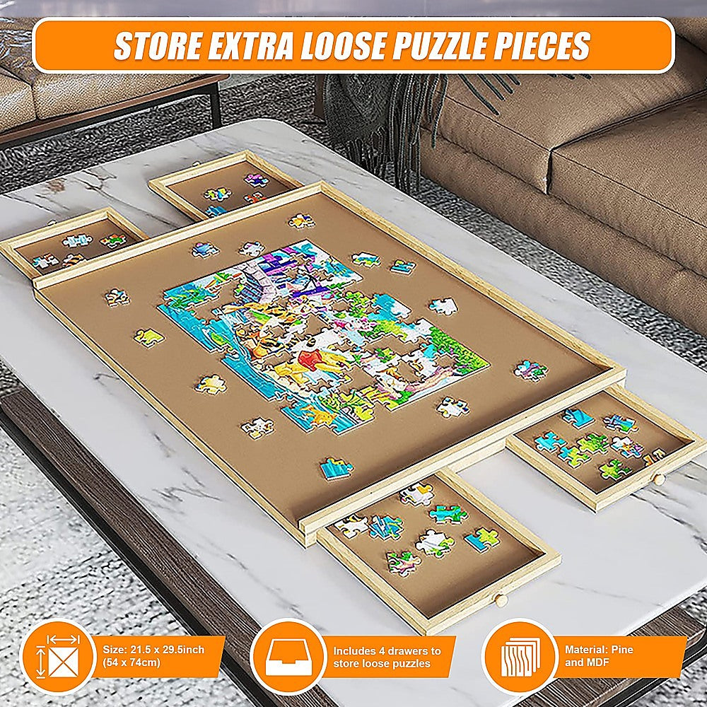 Wooden Jigsaw Puzzle Table Board Storage Table Tray Puzzle For Adult Kid 9