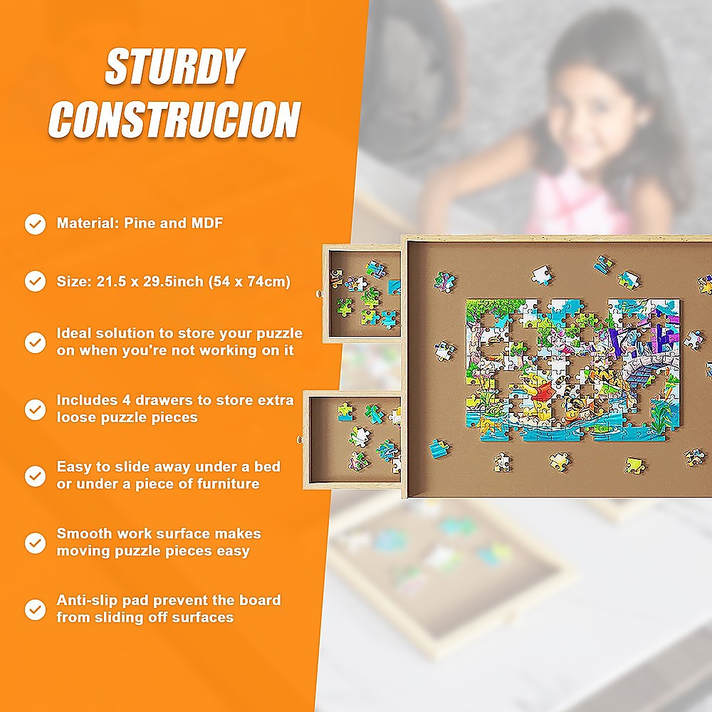 Wooden Jigsaw Puzzle Table Board Storage Table Tray Puzzle For Adult Kid 10