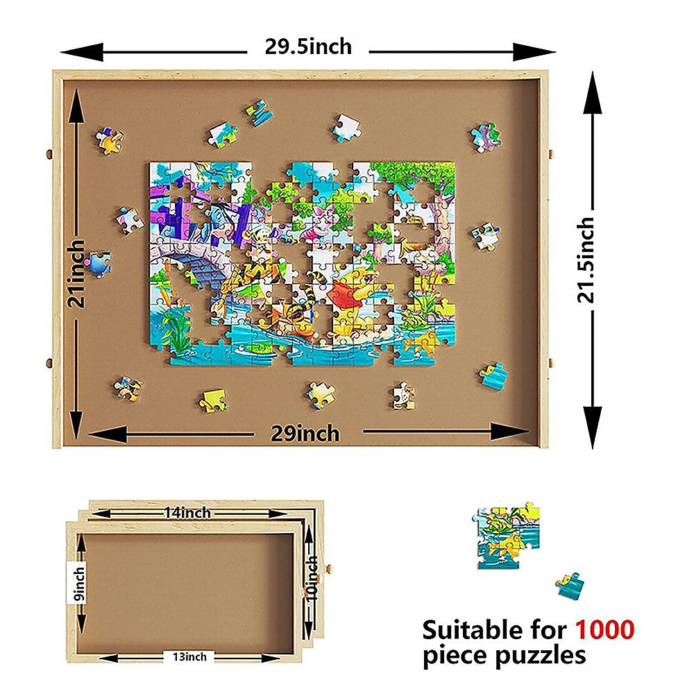 Wooden Jigsaw Puzzle Table Board Storage Table Tray Puzzle For Adult Kid 12
