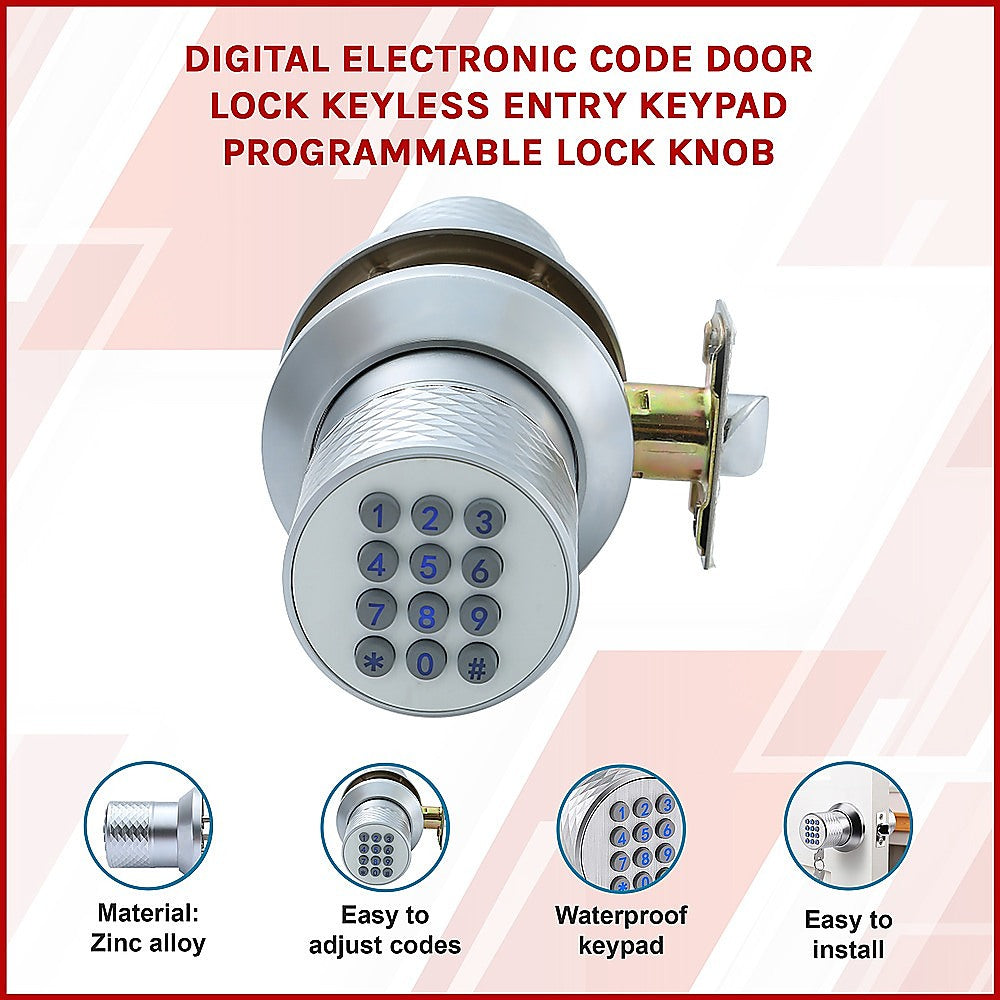 Digital Electronic Code Door Lock Keyless Entry Keypad Programmable Lock Knob 3