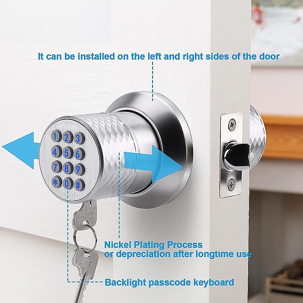 Digital Electronic Code Door Lock Keyless Entry Keypad Programmable Lock Knob 12