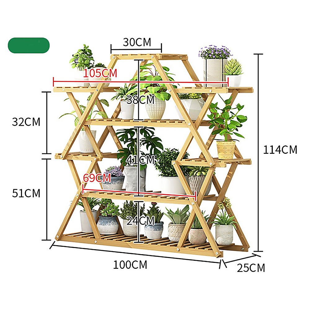 Bamboo Multilayer Flower Plant Bonsai Rack Shelf Stand Porch Lawn Patio 6